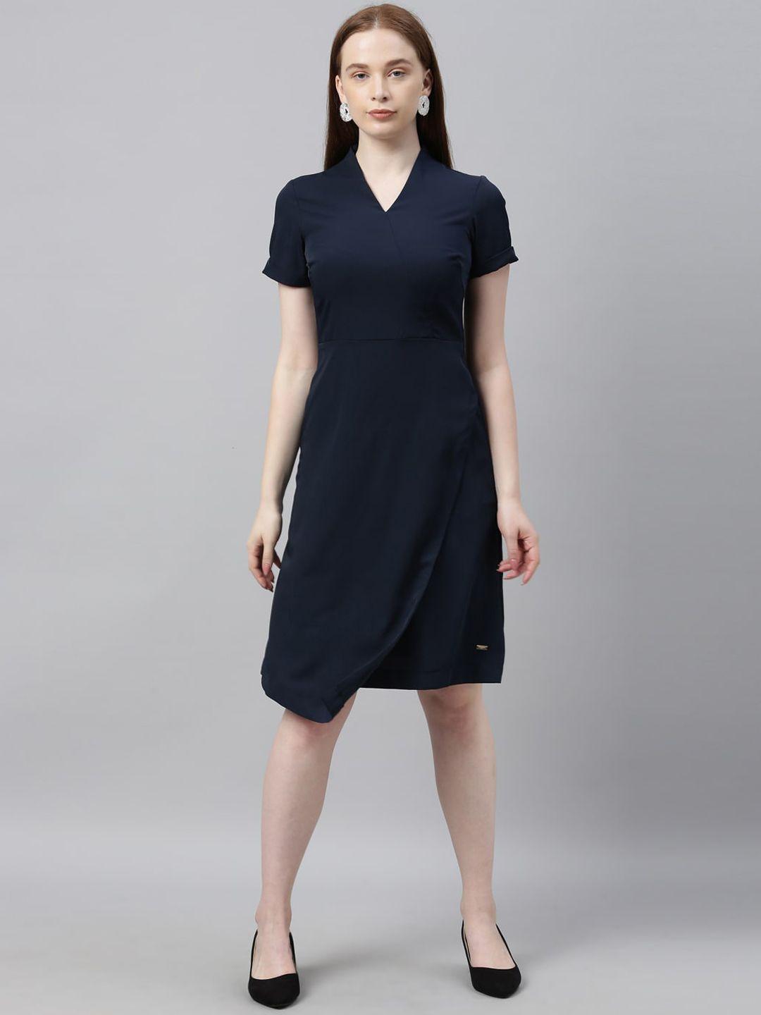 park avenue woman blue solid dress