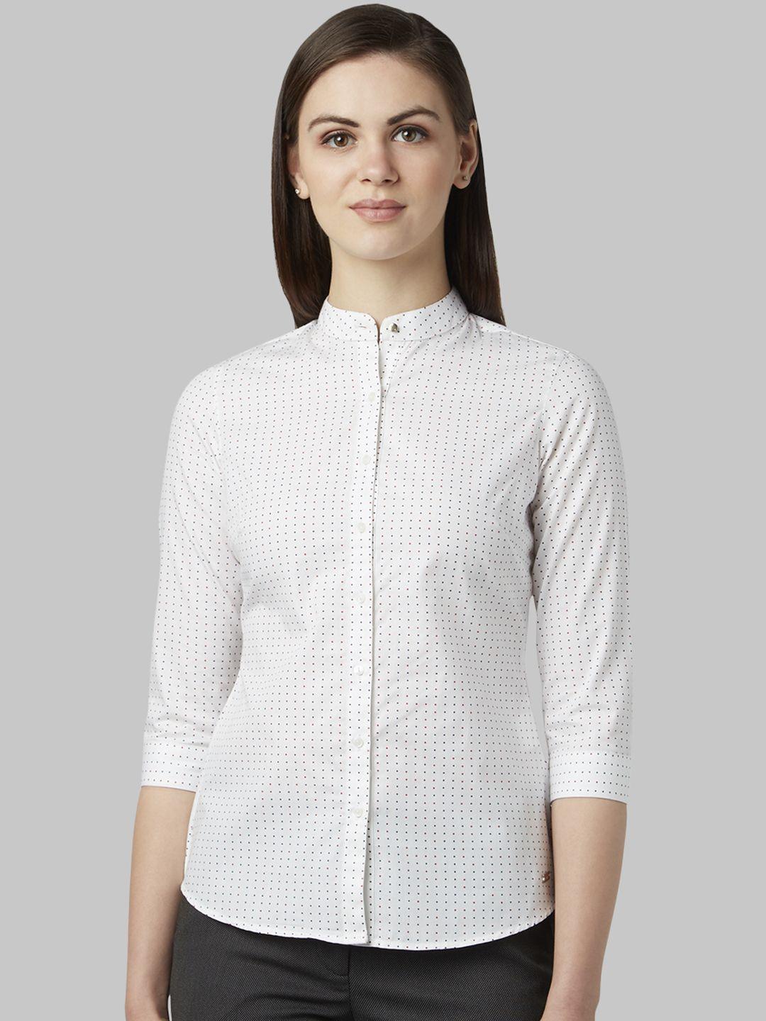 park avenue woman white regular fit printed casual shirt