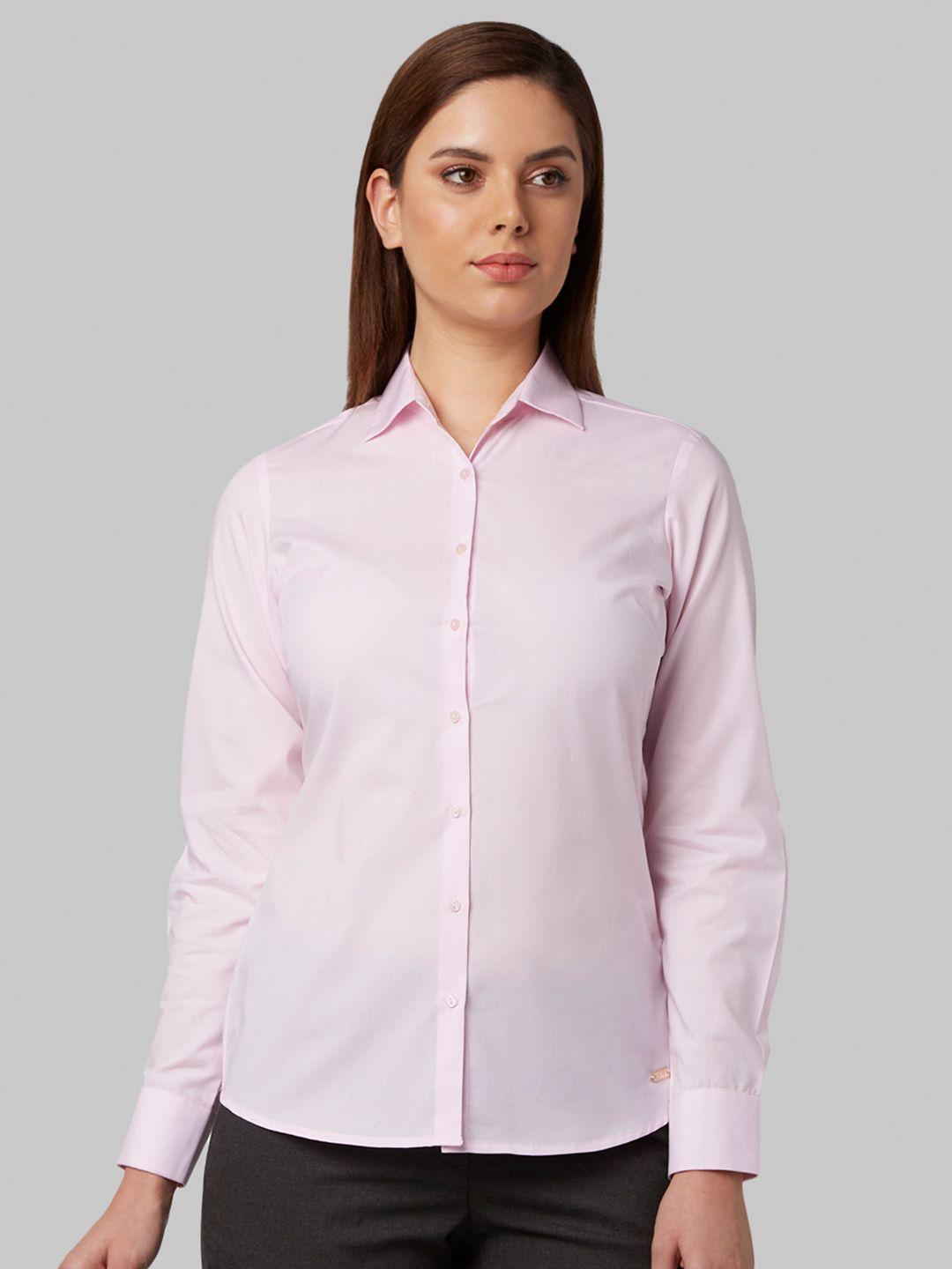 park avenue woman women pink regular fit solid casual shirt