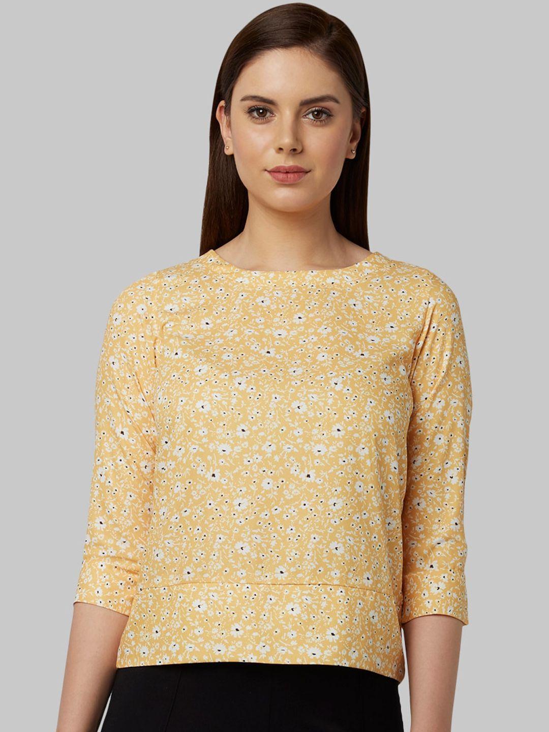 park avenue woman yellow printed top