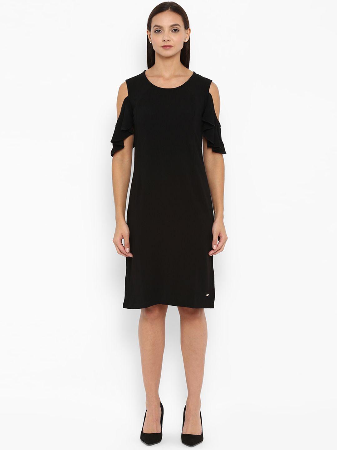 park avenue women black solid sheath dress