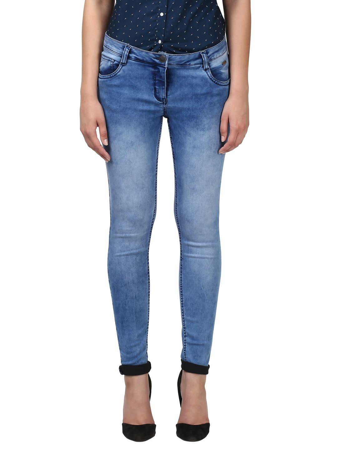 park avenue women blue skinny fit mid-rise clean look jeans