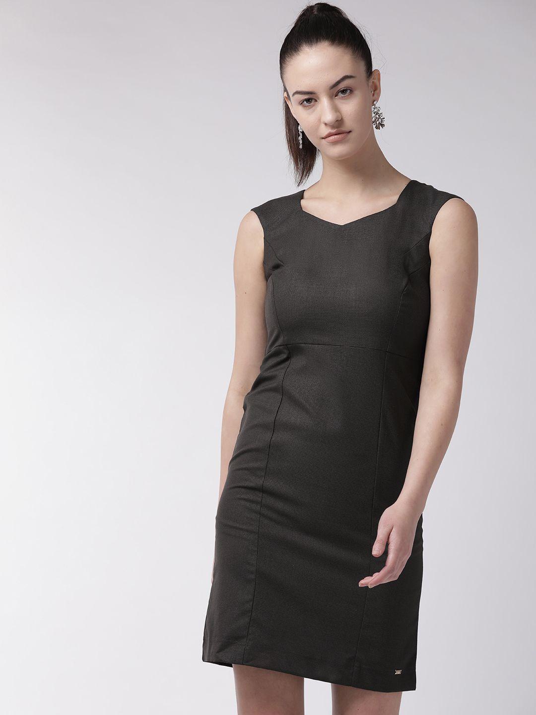 park avenue women charcoal grey solid sheath dress