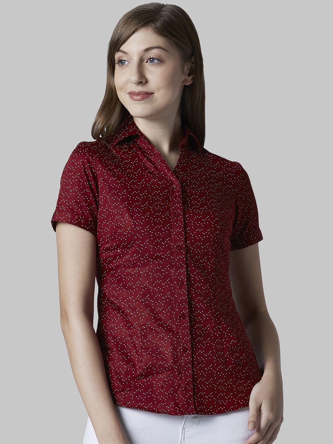 park avenue women maroon regular fit printed casual shirt