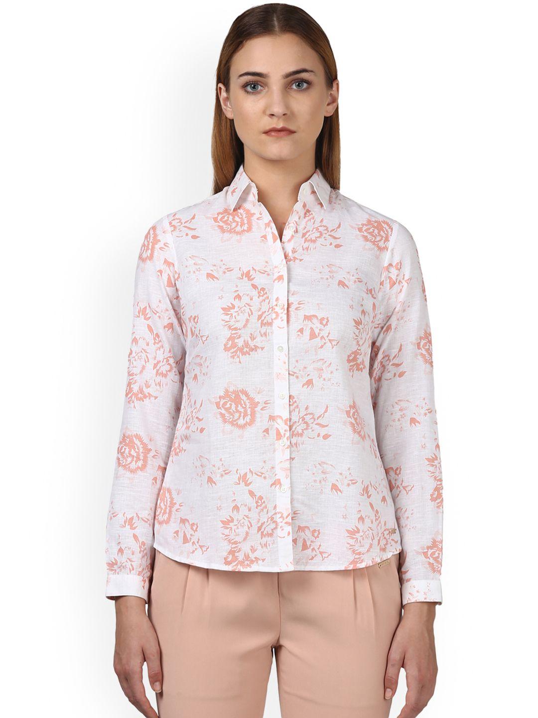 park avenue women white printed shirt