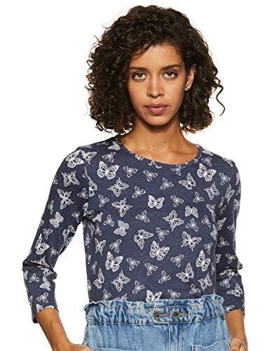 park avenue women women's plain regular fit t-shirt (pwkx00593-b8_dark blue_81