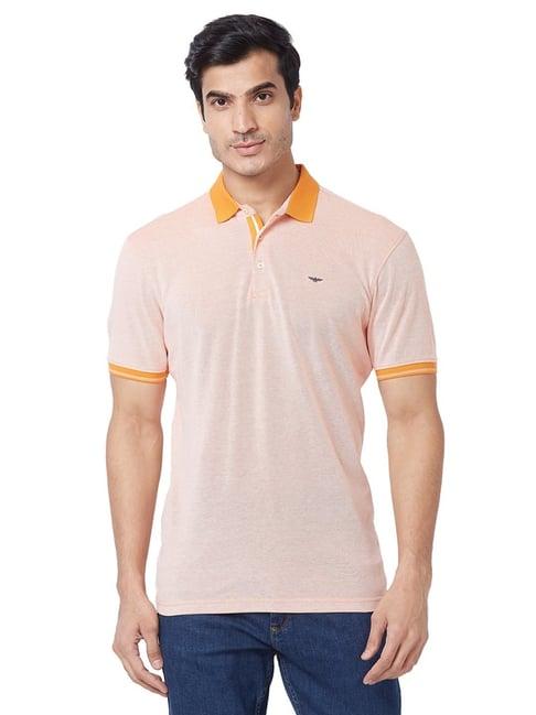 park avenue yellow cotton slim fit polo t-shirt