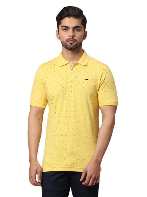 park avenue yellow slim fit printed polo t-shirt