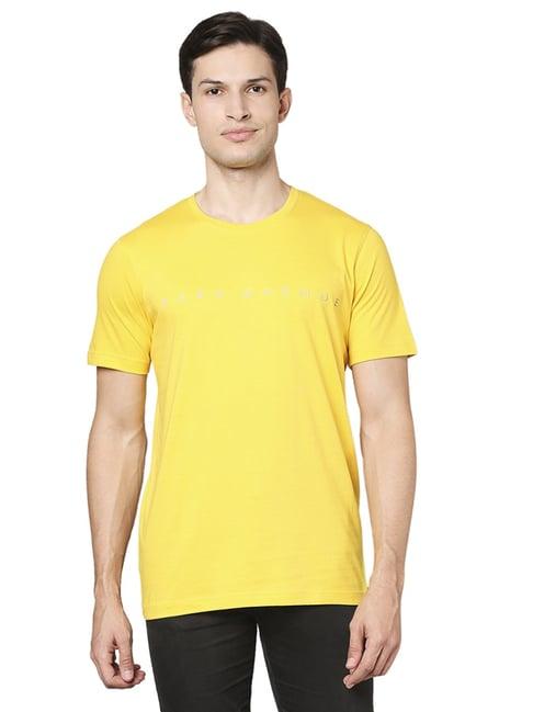 park avenue yellow slim fit t-shirt