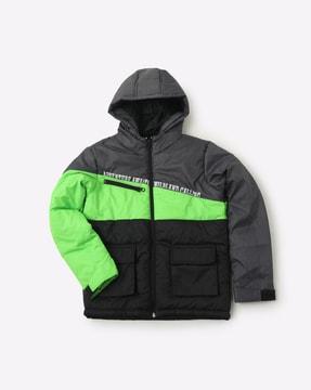 parka colourblock zip-front hoodie