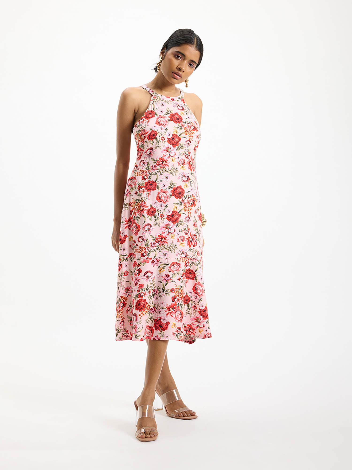 parnika silky viscose halter a-line dress