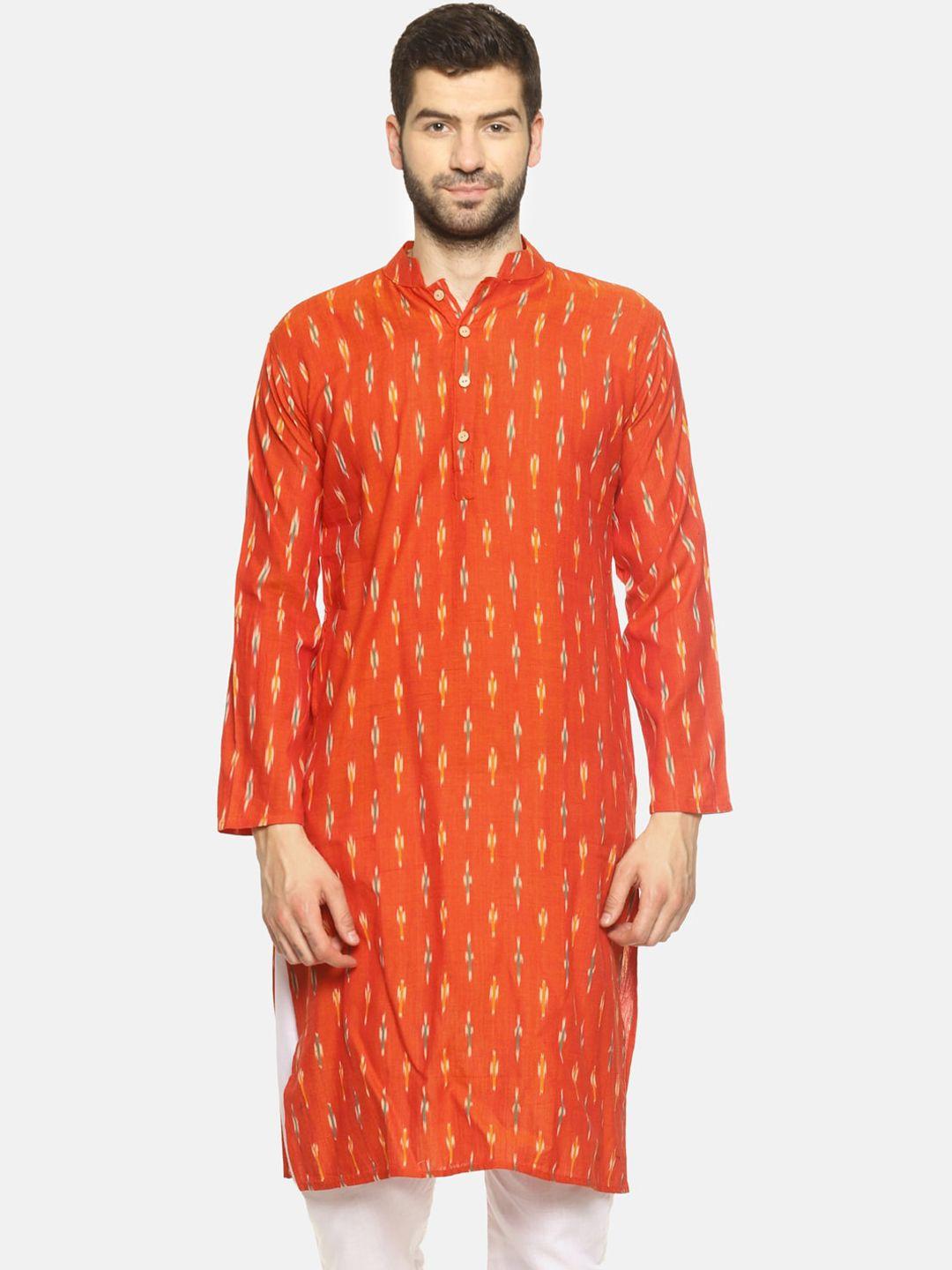 paroksh men woven design pure cotton kurta