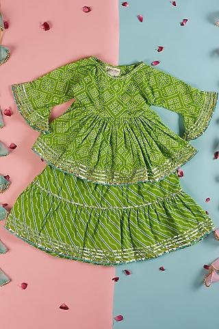 parrot-green-printed-kurta-set-for-girls