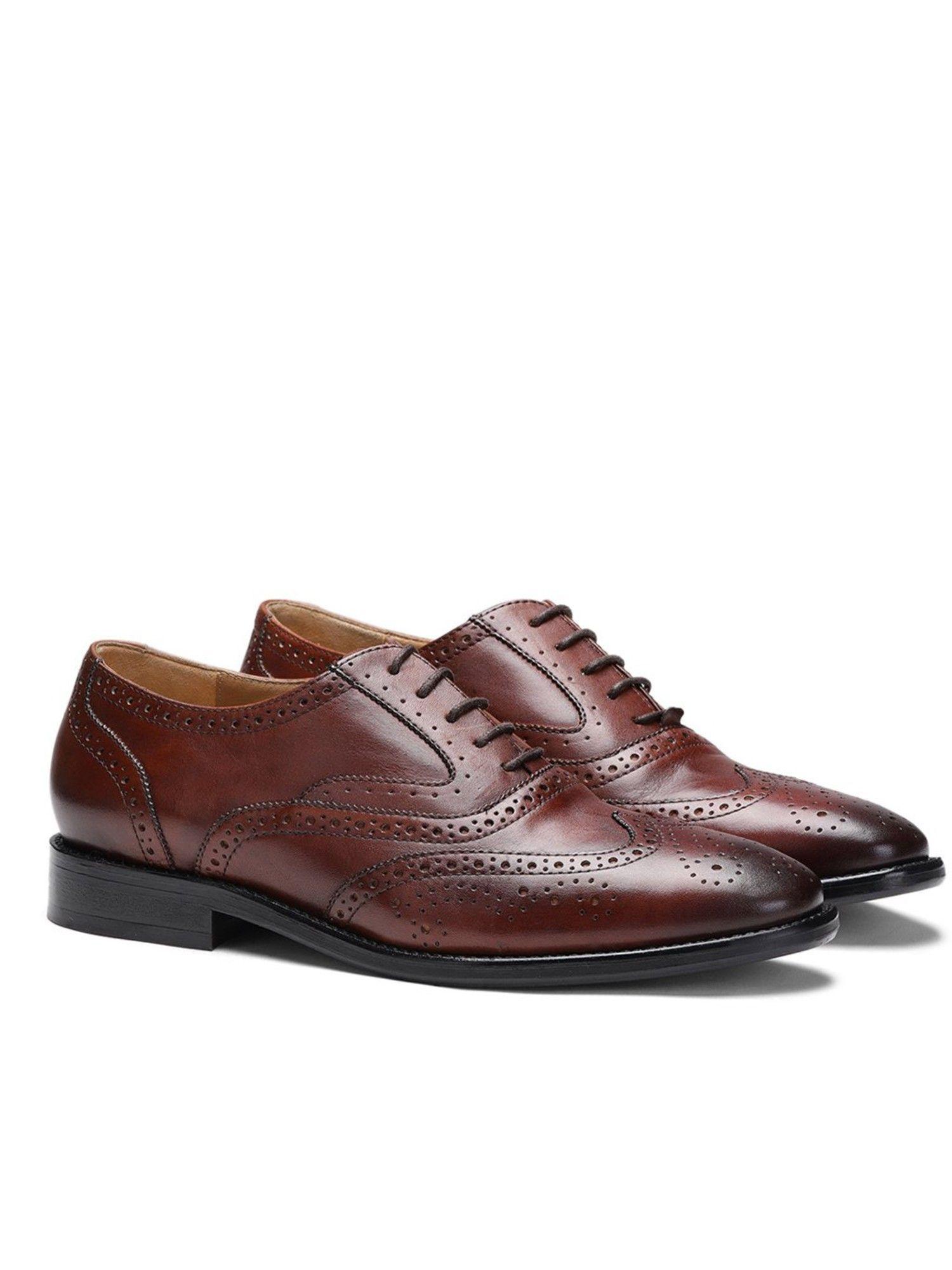 parthian cuoio brown leather lace up brogues