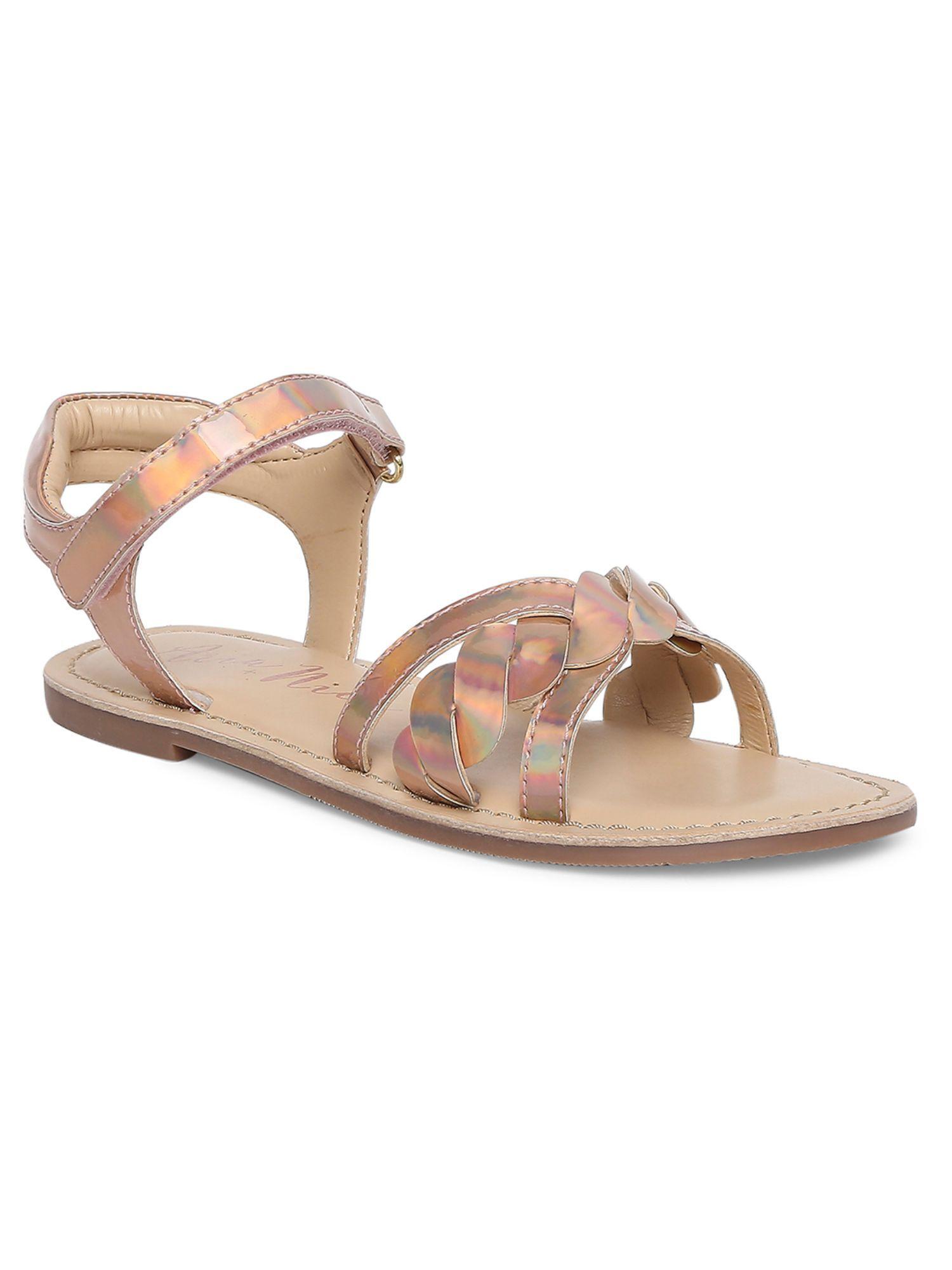 party gold round toe sandals