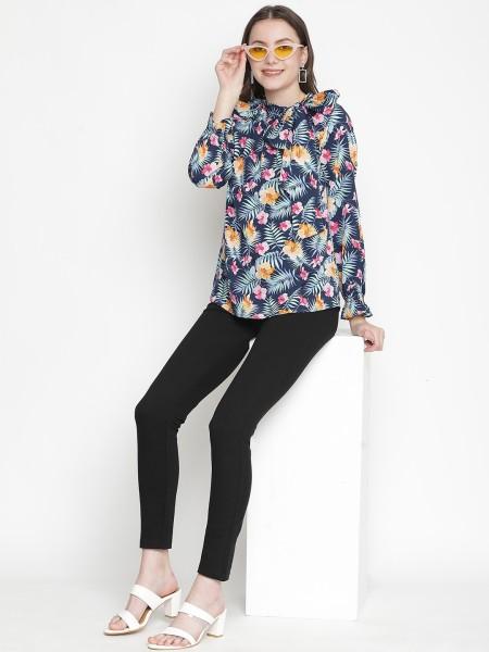 party regular sleeves floral print women multicolor top