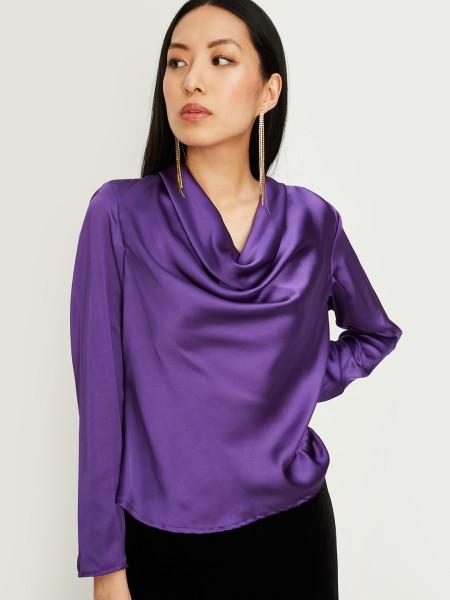 party regular sleeves solid women purple top