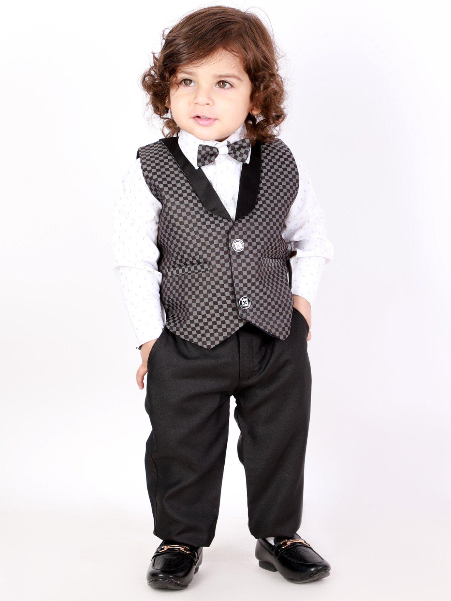 party wear suit with bow-tie - black (set of 4)