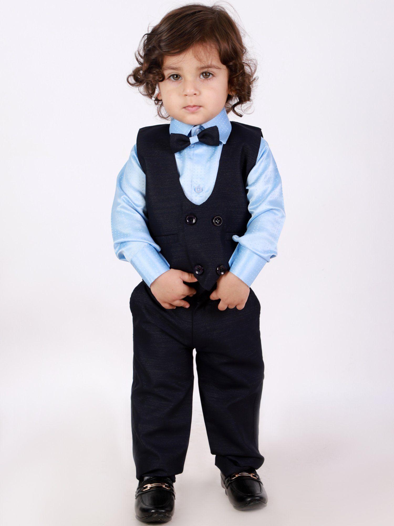 party wear suit with bow-tie - navy blue (set of 4)