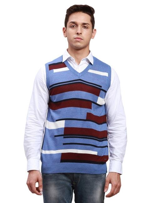 parx blue regular fit self pattern sweater