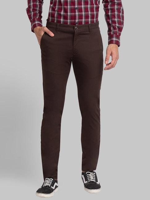 parx brown tapered fit trousers