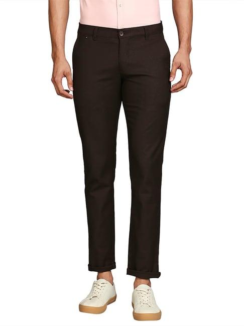 parx dark brown tailored fit flat front trousers