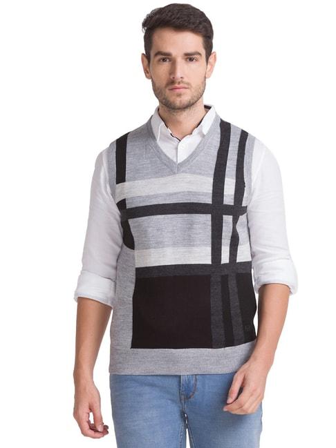 parx-grey-regular-fit-striped-sweaters