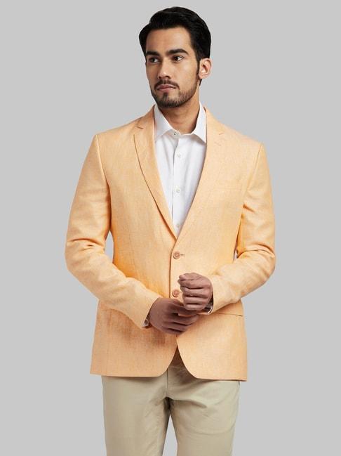 parx light orange full sleeves notched lapel blazer