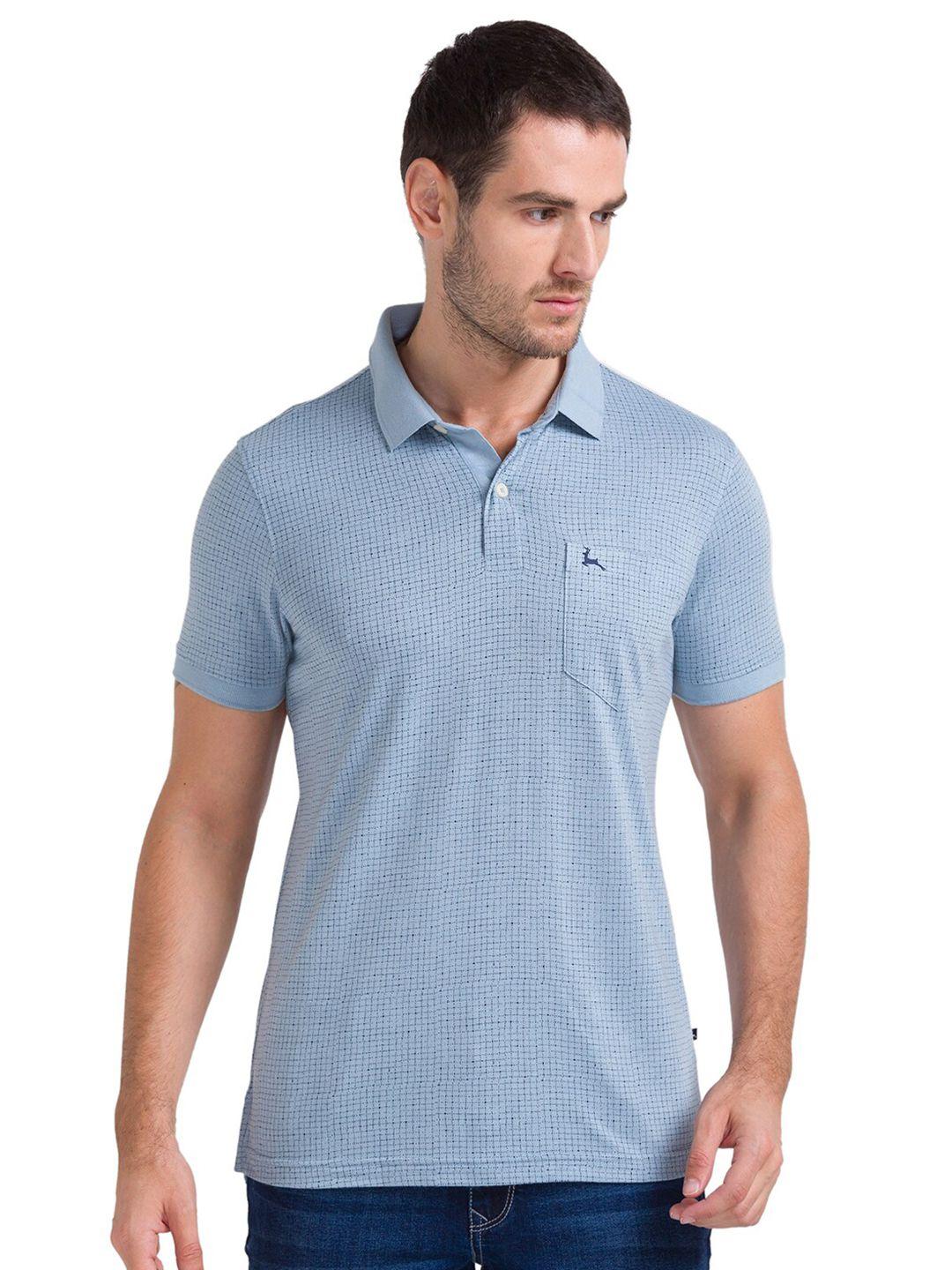 parx men blue printed polo collar t-shirt