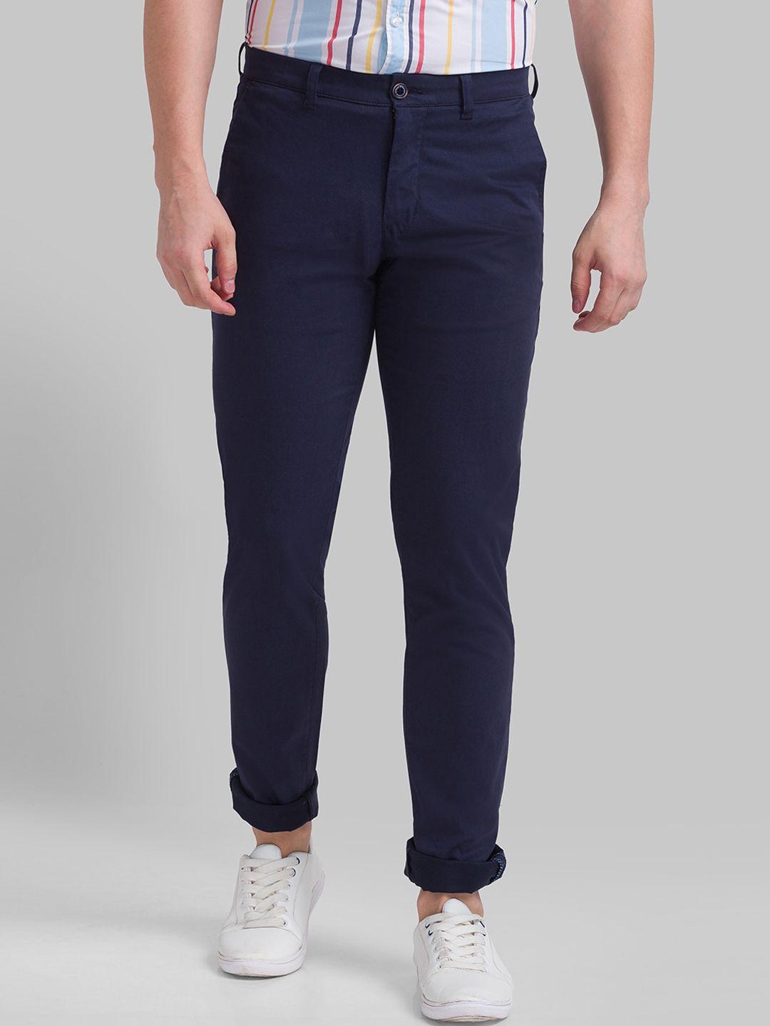 parx men blue tapered fit trousers