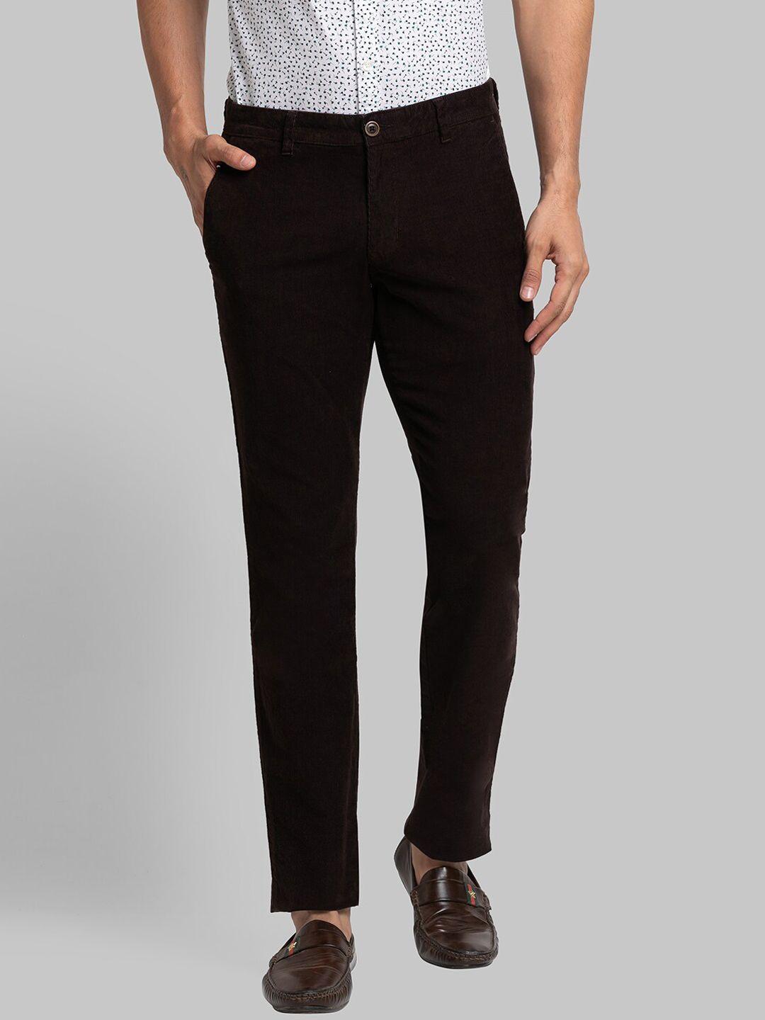 parx men brown tapered fit chinos trousers