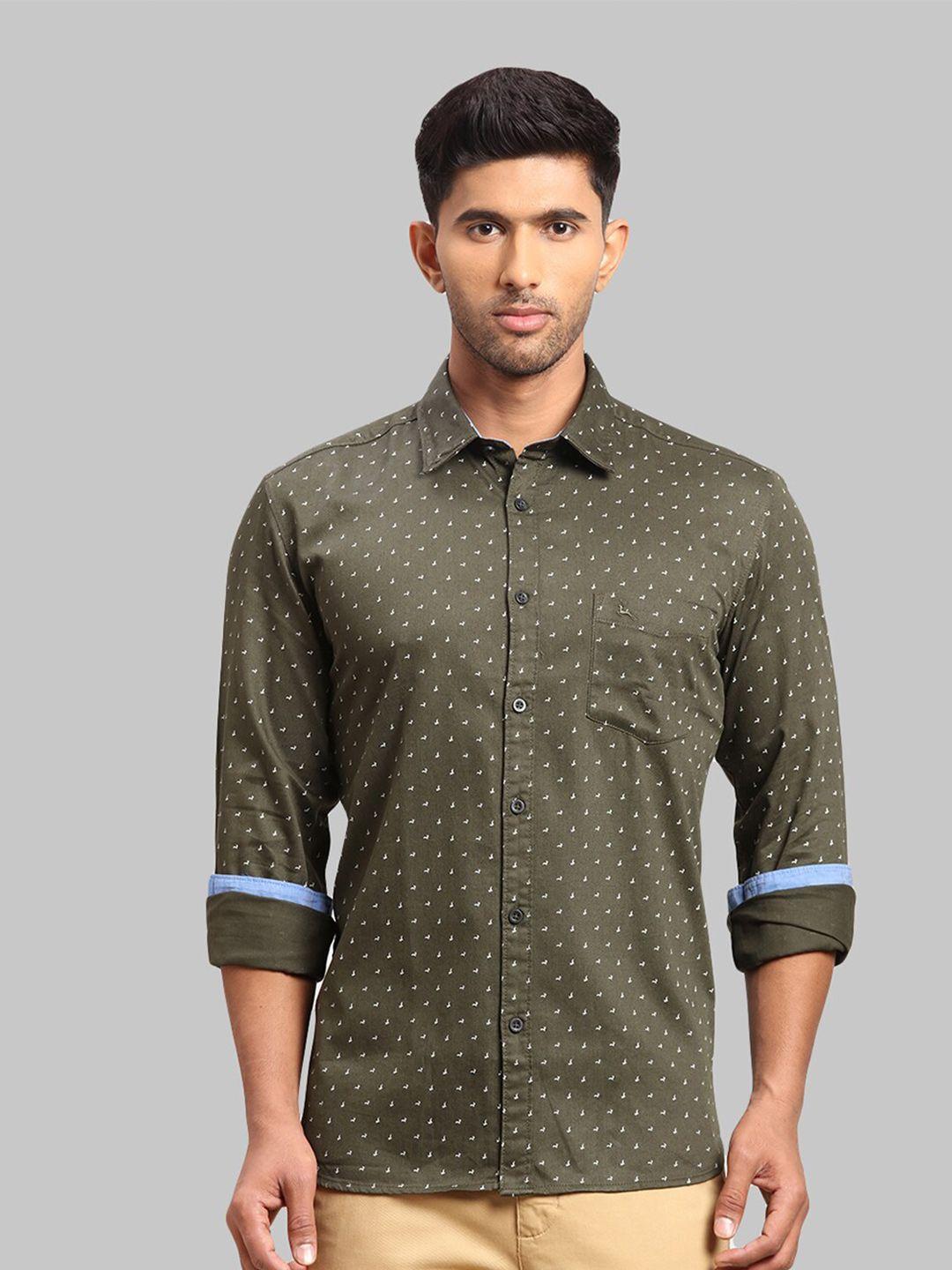 parx men slim fit cotton printed casual shirt