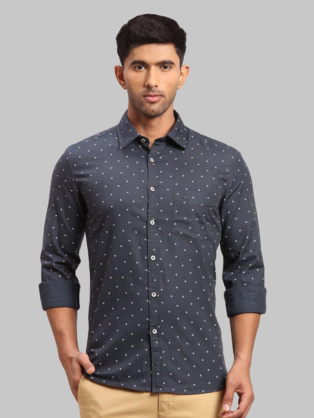 parx men slim fit floral printed cotton casual shirt