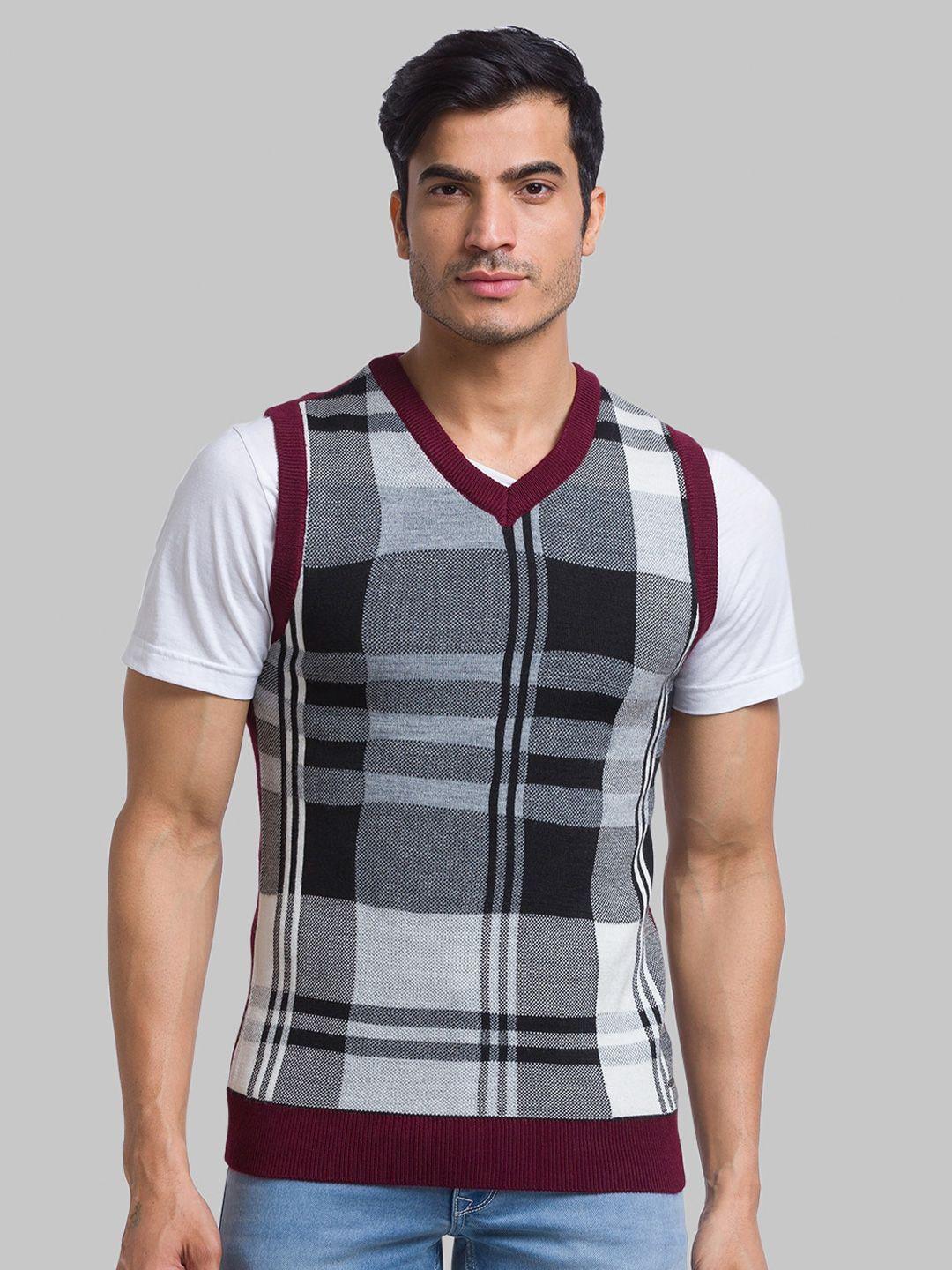 parx men v-neck checked sweater vest