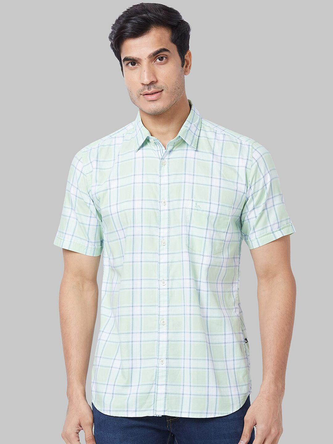 parx slim fit checked cotton casual shirt