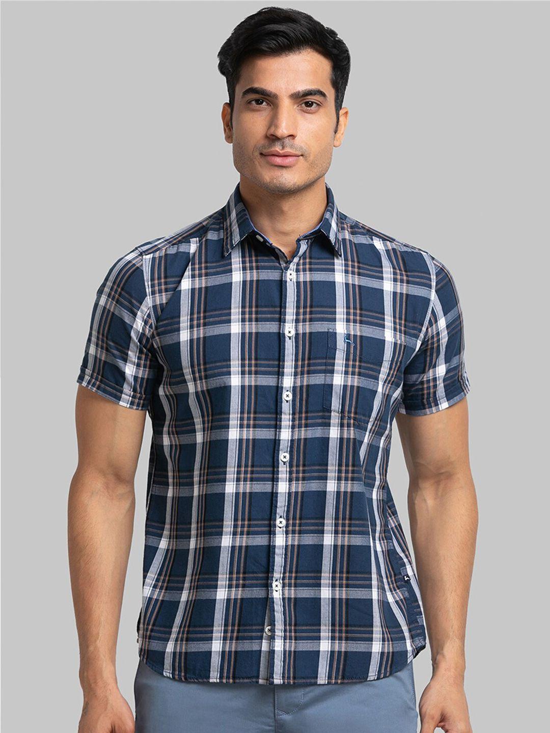 parx  men checked slim fit casual cotton shirt