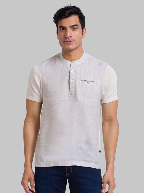 parx beige linen regular fit t-shirt