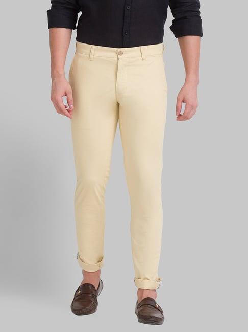 parx beige skinny fit flat front trousers