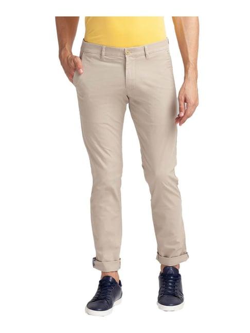 parx beige tapered fit trousers