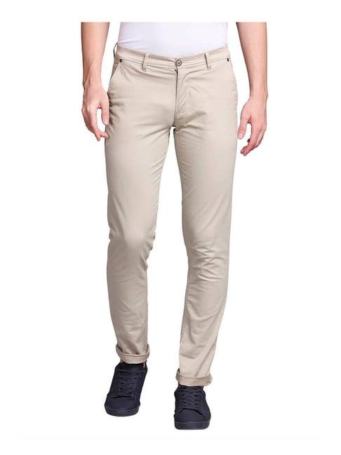 parx beige tapered fit trousers