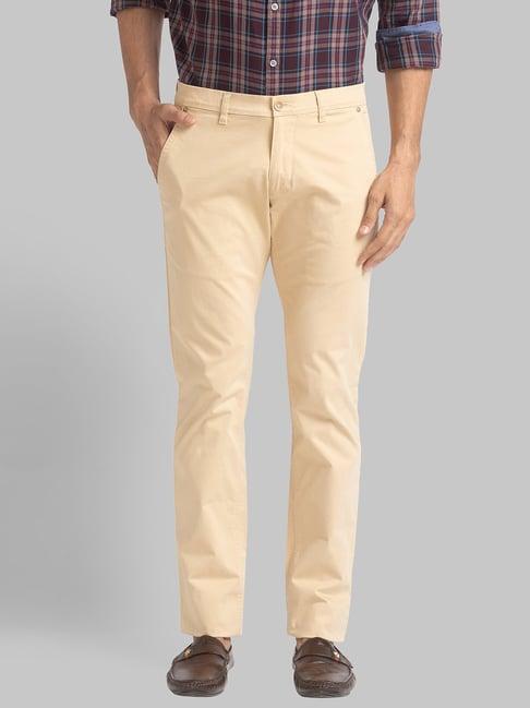 parx beige tapered fit trousers