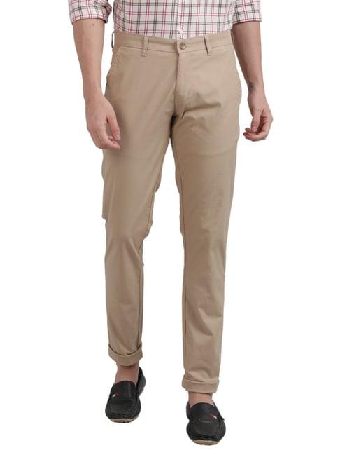 parx beige tapered fit trousers