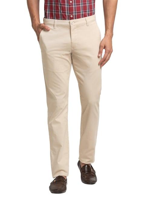 parx beige tapered fit trousers