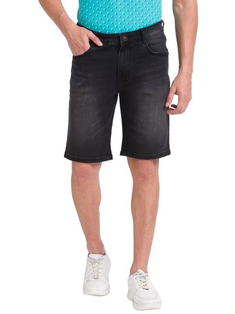 parx black  regular fit denim shorts