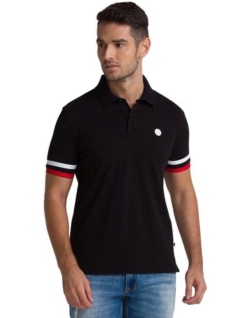 parx black regular fit polo t-shirt