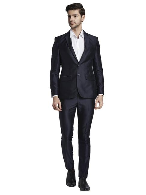 parx black regular fit two piece suit
