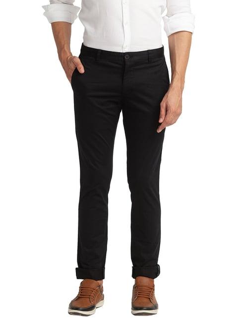 parx black tailored fit flat front trousers