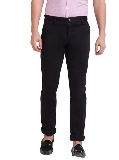 parx black tapered fit flat front trousers