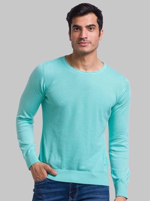 parx blue cotton regular fit sweater