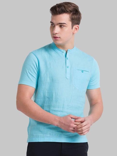 parx blue cotton regular fit t-shirt